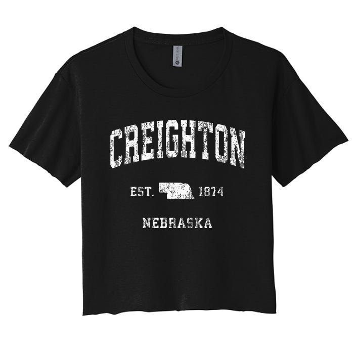 Creighton Nebraska NE Vintage Athletic Sports Women's Crop Top Tee