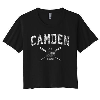 Camden Nj Nautical Vintage Us Flag Women's Crop Top Tee