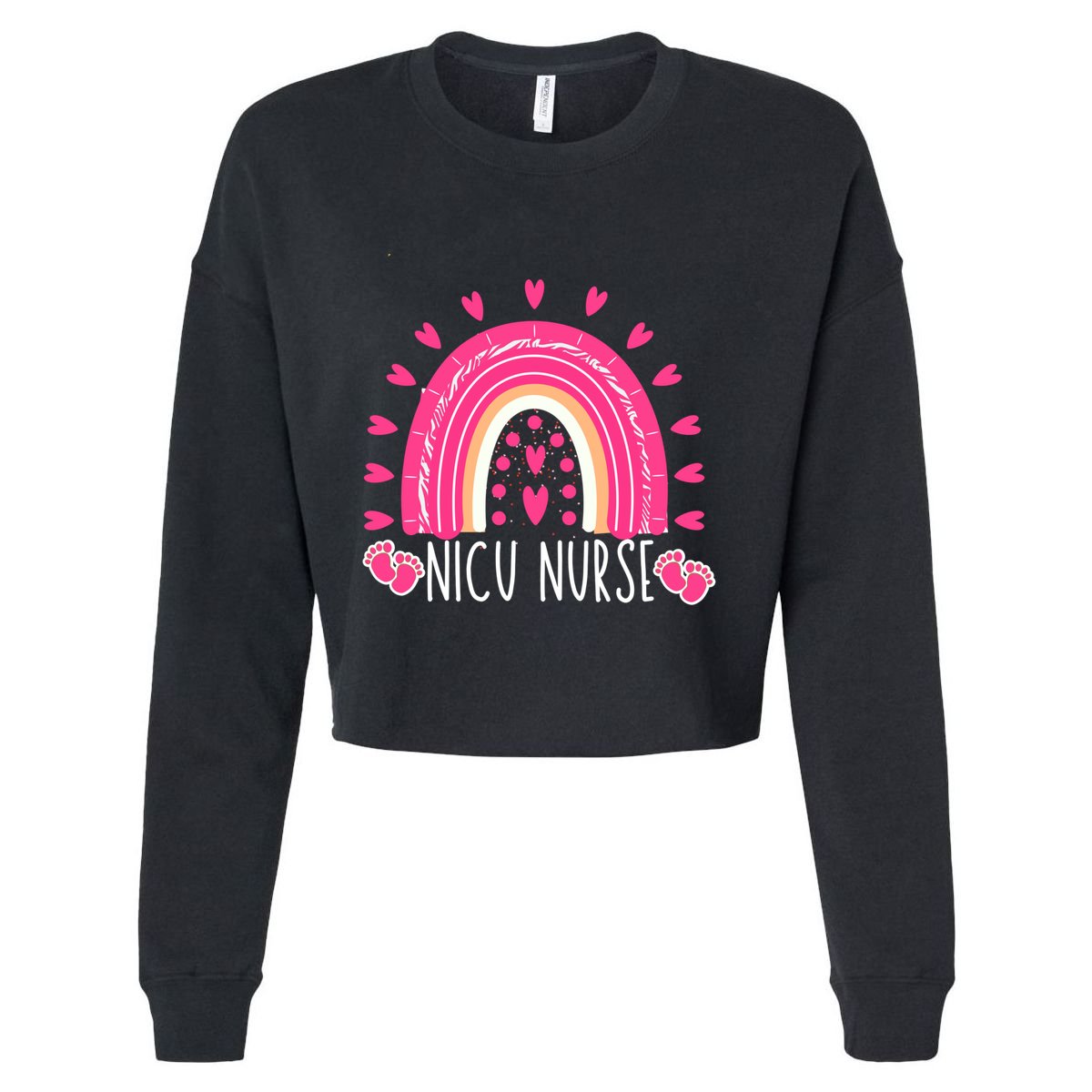 Cute Nicu Nurse Valentines Day Red Rainbow Funny Gift Cropped Pullover Crew