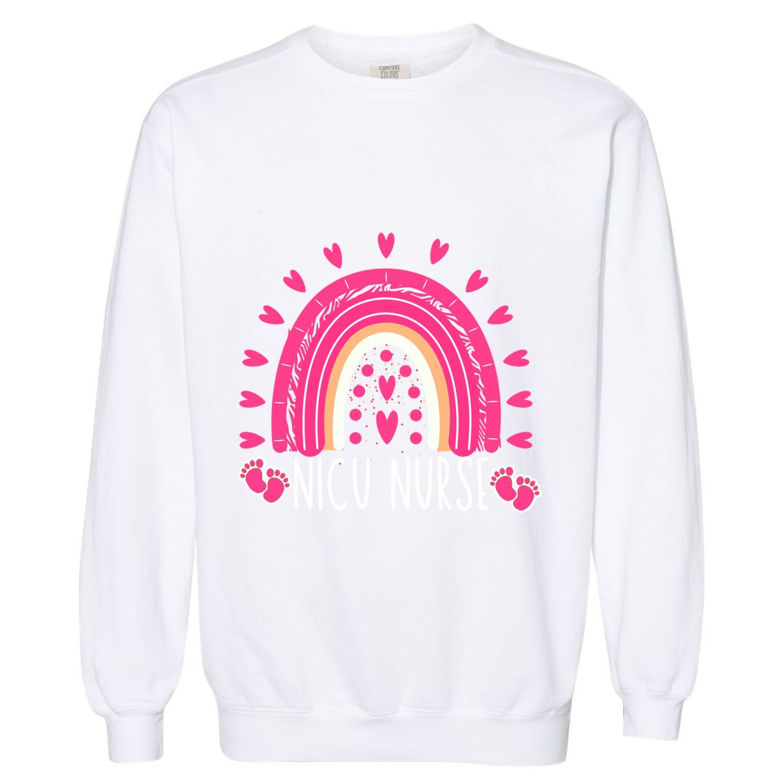Cute Nicu Nurse Valentines Day Red Rainbow Funny Gift Garment-Dyed Sweatshirt
