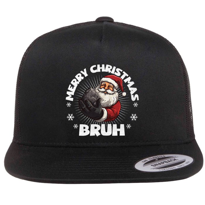 Christmas Nice Naughty Bruh Funny Xmas List Flat Bill Trucker Hat