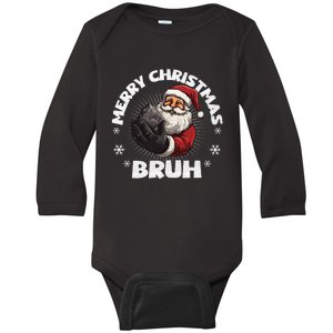 Christmas Nice Naughty Bruh Funny Xmas List Baby Long Sleeve Bodysuit