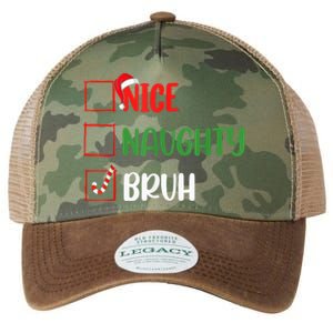 Christmas Nice Naughty Bruh Funny Xmas List Legacy Tie Dye Trucker Hat