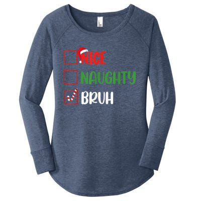 Christmas Nice Naughty Bruh Funny Xmas List Women's Perfect Tri Tunic Long Sleeve Shirt