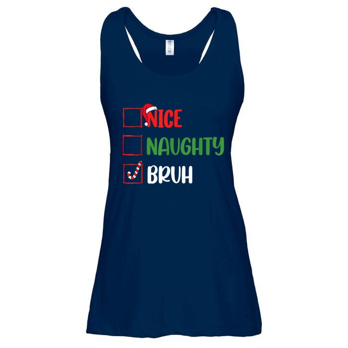 Christmas Nice Naughty Bruh Funny Xmas List Ladies Essential Flowy Tank