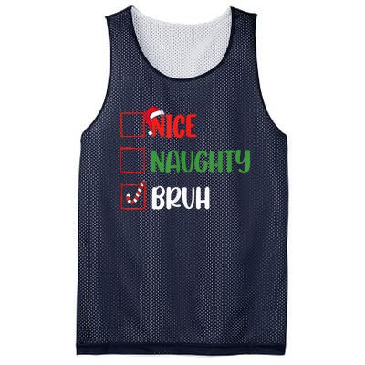 Christmas Nice Naughty Bruh Funny Xmas List Mesh Reversible Basketball Jersey Tank