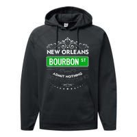 Classy New Orleans Bourbon Street Cool Fun NOLA Mardi Gras Performance Fleece Hoodie