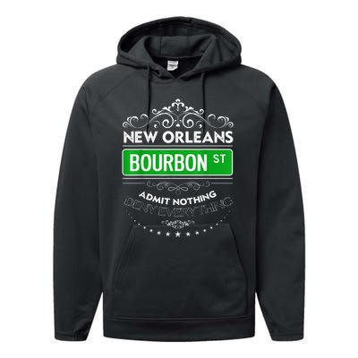 Classy New Orleans Bourbon Street Cool Fun NOLA Mardi Gras Performance Fleece Hoodie