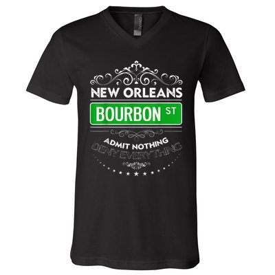 Classy New Orleans Bourbon Street Cool Fun NOLA Mardi Gras V-Neck T-Shirt