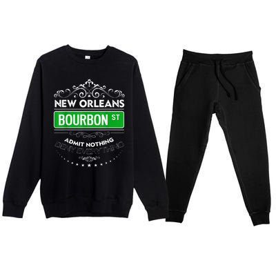 Classy New Orleans Bourbon Street Cool Fun NOLA Mardi Gras Premium Crewneck Sweatsuit Set