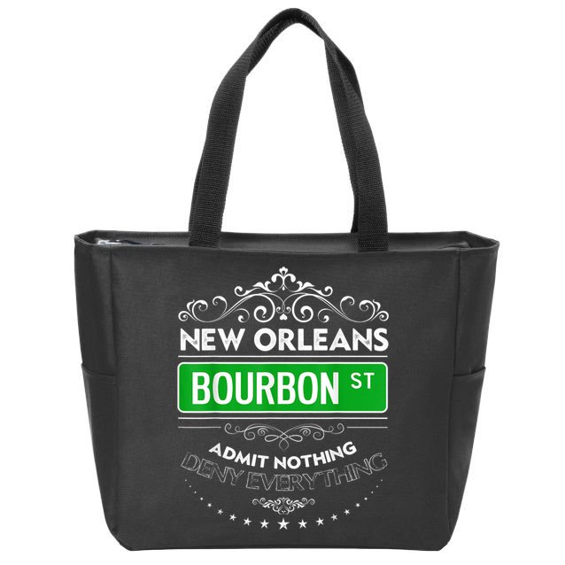 Classy New Orleans Bourbon Street Cool Fun NOLA Mardi Gras Zip Tote Bag