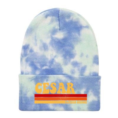 Cesar Name Personalized Idea Retro Vintage Cesar Funny Gift Tie Dye 12in Knit Beanie