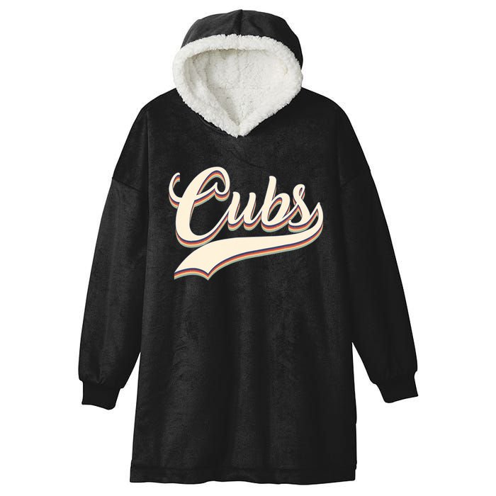 Cubs Name Personalized Vintage Retro Cubs Sport Name Hooded Wearable Blanket