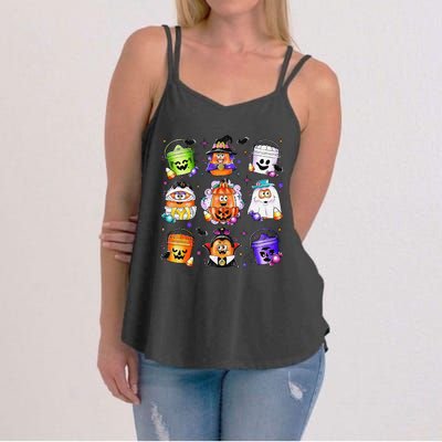 Chicken Nuggets Pumpkin Halloween 90S Vintage Gift Women's Strappy Tank