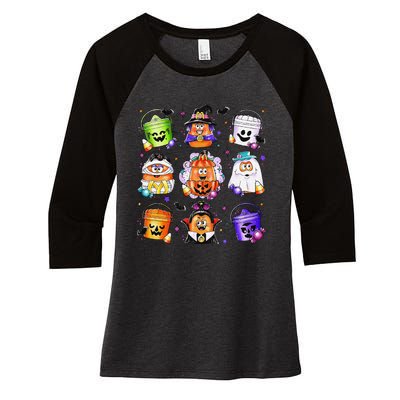 Chicken Nuggets Pumpkin Halloween 90S Vintage Gift Women's Tri-Blend 3/4-Sleeve Raglan Shirt