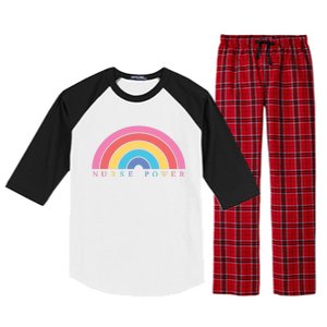 Cute Nurse Power Rainbow Nursing Nursery Funny Gift Cool Gift Raglan Sleeve Pajama Set