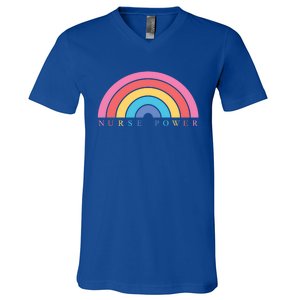 Cute Nurse Power Rainbow Nursing Nursery Funny Gift Cool Gift V-Neck T-Shirt