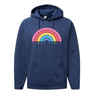 Cute Nurse Power Rainbow Nursing Nursery Funny Gift Cool Gift Performance Fleece Hoodie