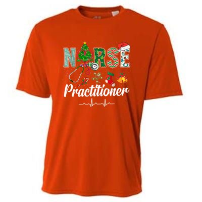 Christmas Nurse Practitioner Scrubs Nurse Xmas Stethoscope Great Gift Cooling Performance Crew T-Shirt