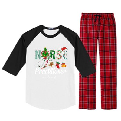 Christmas Nurse Practitioner Scrubs Nurse Xmas Stethoscope Great Gift Raglan Sleeve Pajama Set