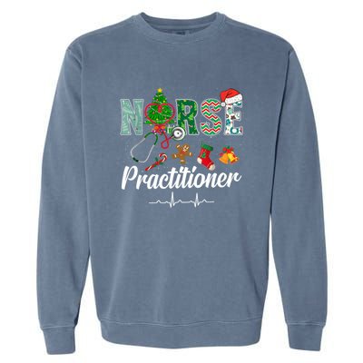 Christmas Nurse Practitioner Scrubs Nurse Xmas Stethoscope Great Gift Garment-Dyed Sweatshirt