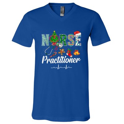 Christmas Nurse Practitioner Scrubs Nurse Xmas Stethoscope Great Gift V-Neck T-Shirt