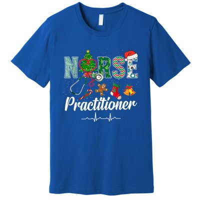 Christmas Nurse Practitioner Scrubs Nurse Xmas Stethoscope Great Gift Premium T-Shirt