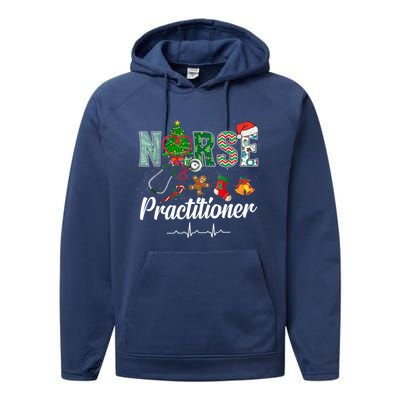 Christmas Nurse Practitioner Scrubs Nurse Xmas Stethoscope Great Gift Performance Fleece Hoodie