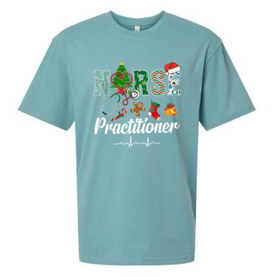 Christmas Nurse Practitioner Scrubs Nurse Xmas Stethoscope Great Gift Sueded Cloud Jersey T-Shirt