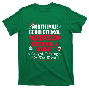 Christmas North Pole Correctional Disorderly Conduct Caught Elves Xmas Gift T-Shirt