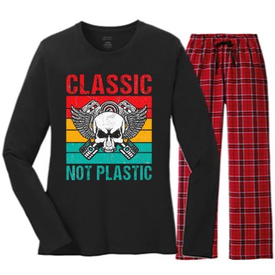 Classic Not Plastic Muscle Car Women's Long Sleeve Flannel Pajama Set 