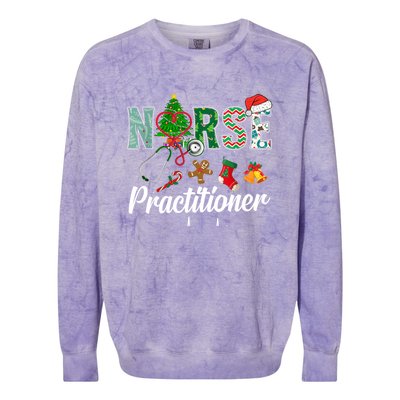 Christmas Nurse Practitioner Scrubs Nurse Xmas Stethoscope Funny Gift Colorblast Crewneck Sweatshirt