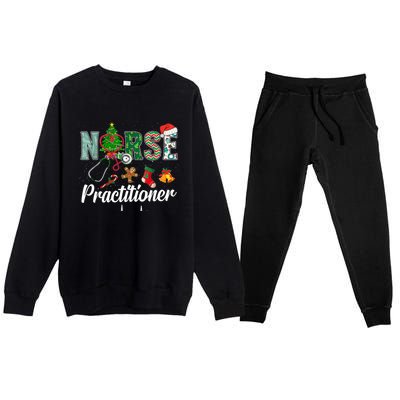 Christmas Nurse Practitioner Scrubs Nurse Xmas Stethoscope Funny Gift Premium Crewneck Sweatsuit Set