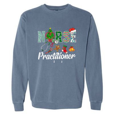 Christmas Nurse Practitioner Scrubs Nurse Xmas Stethoscope Funny Gift Garment-Dyed Sweatshirt