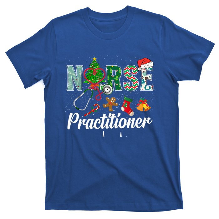 Christmas Nurse Practitioner Scrubs Nurse Xmas Stethoscope Funny Gift T-Shirt