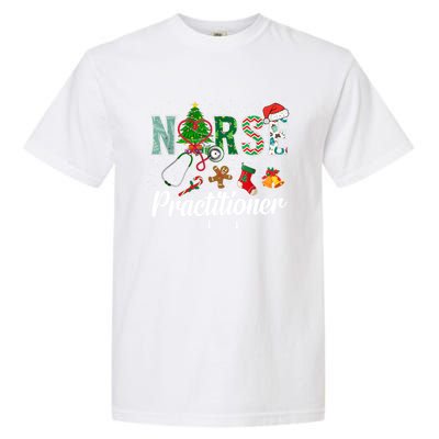 Christmas Nurse Practitioner Scrubs Nurse Xmas Stethoscope Funny Gift Garment-Dyed Heavyweight T-Shirt