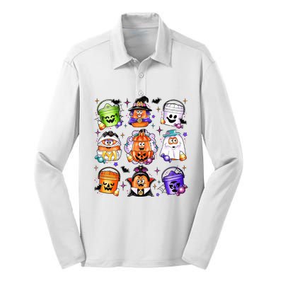 Chicken Nuggets Pumpkin Halloween 90S Vintage Silk Touch Performance Long Sleeve Polo