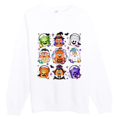 Chicken Nuggets Pumpkin Halloween 90S Vintage Premium Crewneck Sweatshirt