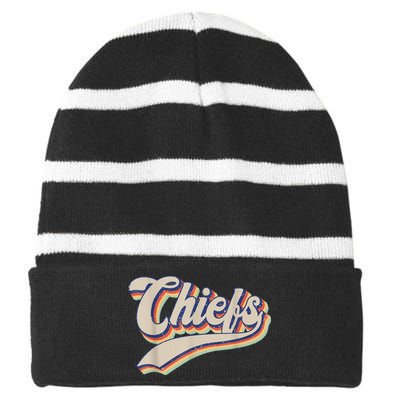 Chiefs Name Personalized Vintage Retro Gift M.e.n WoM.e.n Striped Beanie with Solid Band