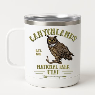 Canyonlands National Park Utah Great Horned Owl Souvenir 12 oz Stainless Steel Tumbler Cup