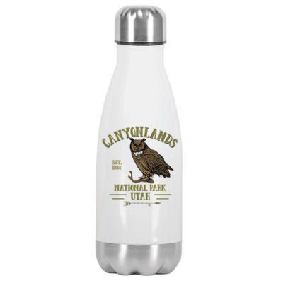 Canyonlands National Park Utah Great Horned Owl Souvenir Stainless Steel Insulated Water Bottle