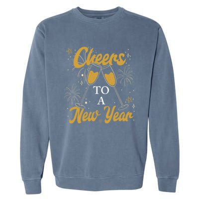 Cheers Nye Party Gift Fireworks Champagne Happy New Year Great Gift Garment-Dyed Sweatshirt