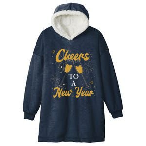 Cheers Nye Party Gift Fireworks Champagne Happy New Year Great Gift Hooded Wearable Blanket