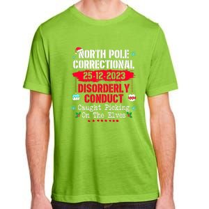 Christmas North Pole Correctional Disorderly Conduct Caught Elves Xmas Gift Adult ChromaSoft Performance T-Shirt