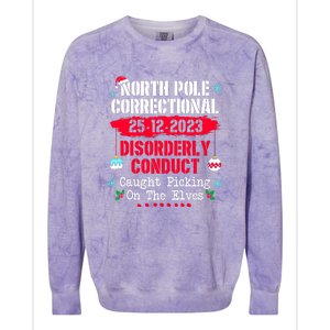 Christmas North Pole Correctional Disorderly Conduct Caught Elves Xmas Gift Colorblast Crewneck Sweatshirt