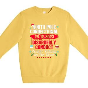 Christmas North Pole Correctional Disorderly Conduct Caught Elves Xmas Gift Premium Crewneck Sweatshirt