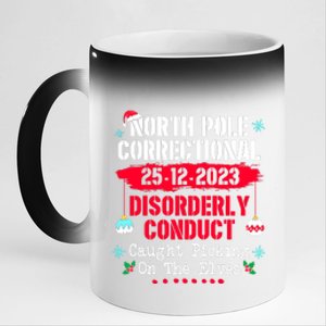 Christmas North Pole Correctional Disorderly Conduct Caught Elves Xmas Gift 11oz Black Color Changing Mug