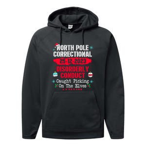 Christmas North Pole Correctional Disorderly Conduct Caught Elves Xmas Gift Performance Fleece Hoodie