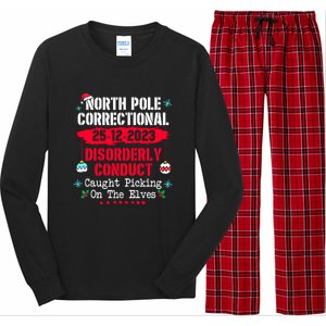 Christmas North Pole Correctional Disorderly Conduct Caught Elves Xmas Gift Long Sleeve Pajama Set