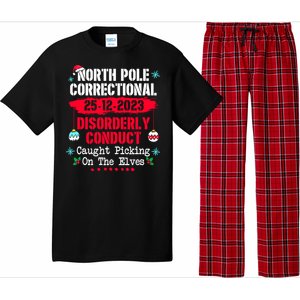 Christmas North Pole Correctional Disorderly Conduct Caught Elves Xmas Gift Pajama Set